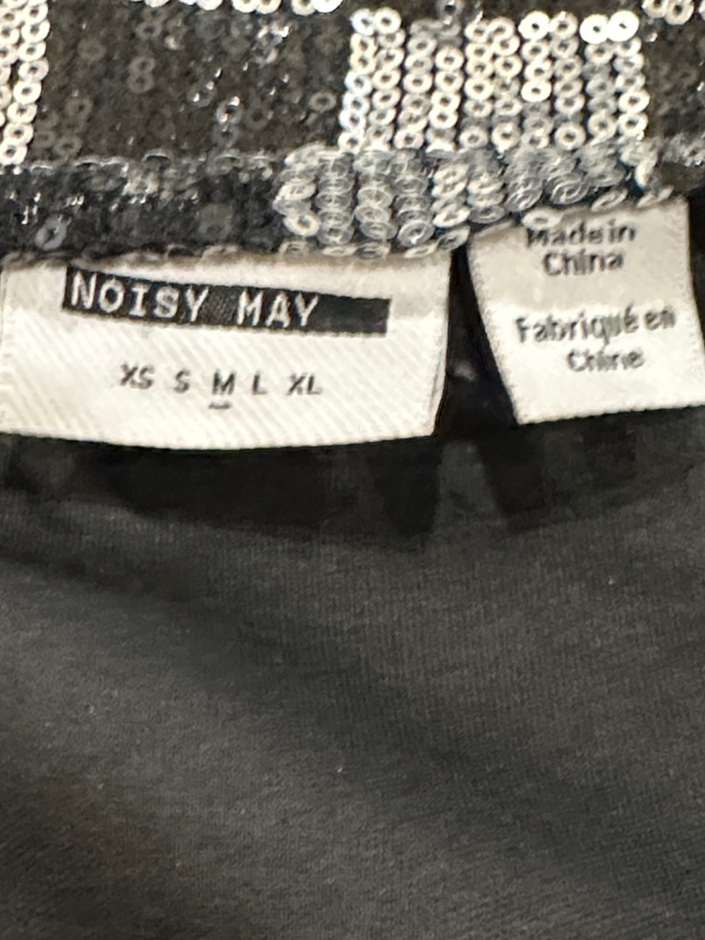 Noisy May Black & Silver Sequin Checker Mini Dress - Picture 3 of 7